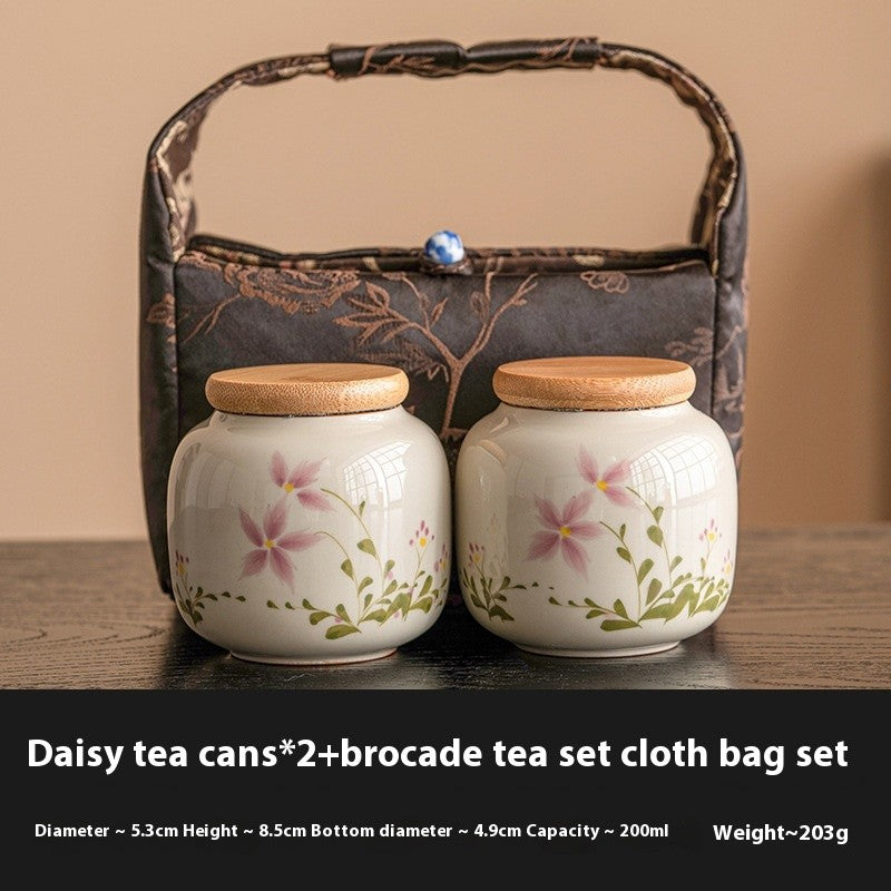 Wild Daisy Hand-Painted Tea Canister