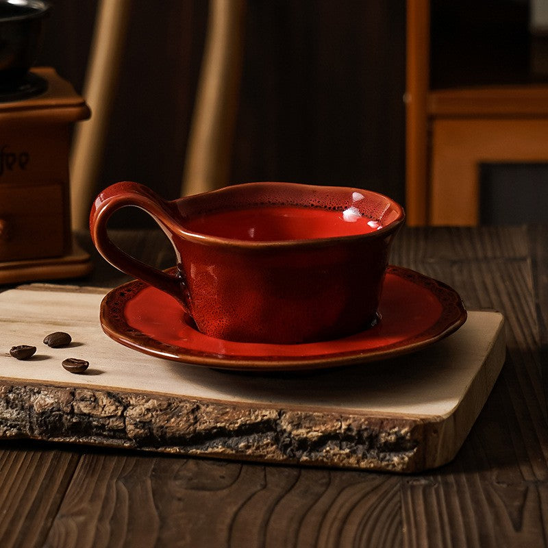 Hearthglow Kiln-Fired Coffee Cup & Saucer