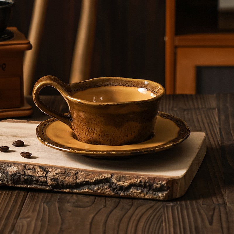 Hearthglow Kiln-Fired Coffee Cup & Saucer