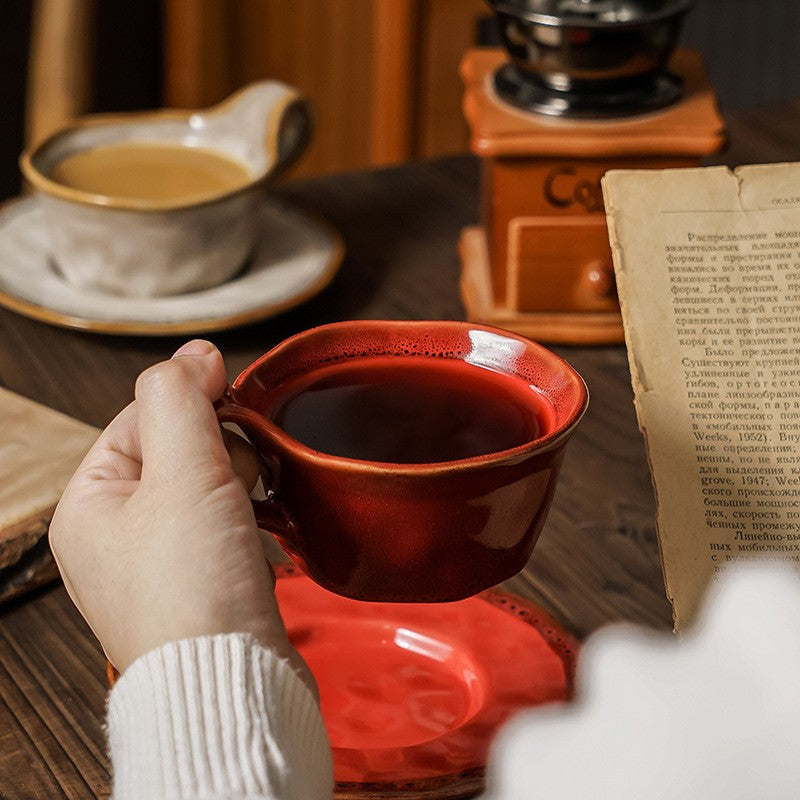 Hearthglow Kiln-Fired Coffee Cup & Saucer