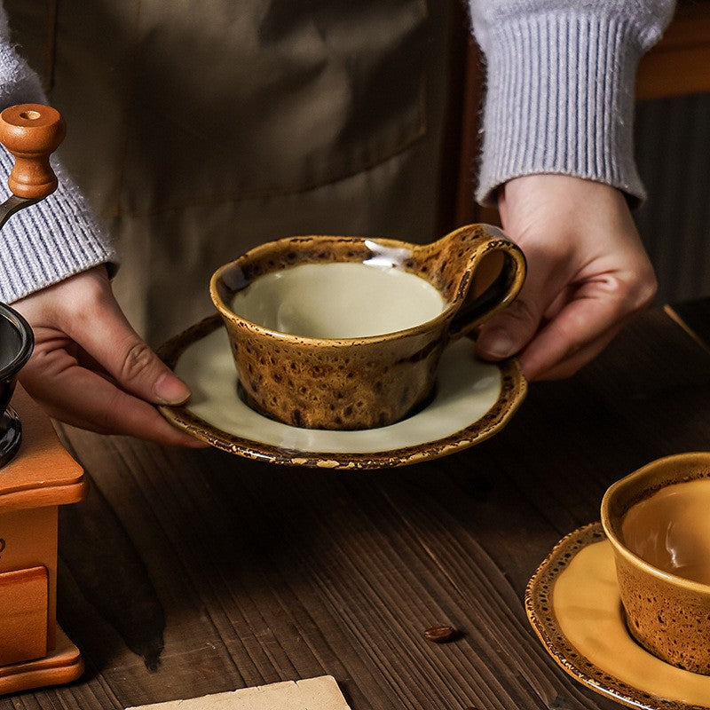 Hearthglow Kiln-Fired Coffee Cup & Saucer