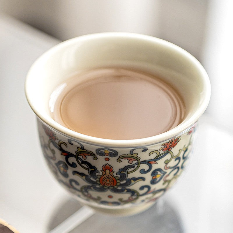 Lotus Harmony Blue-and-White Teacup Set