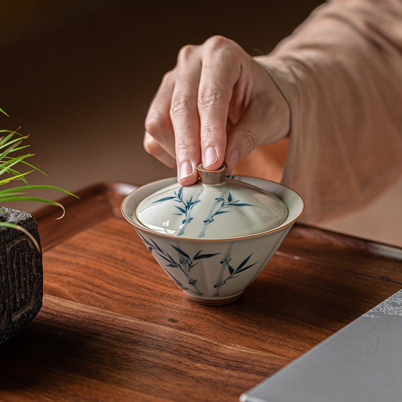Mist Bamboo Hand-Painted Gaiwan