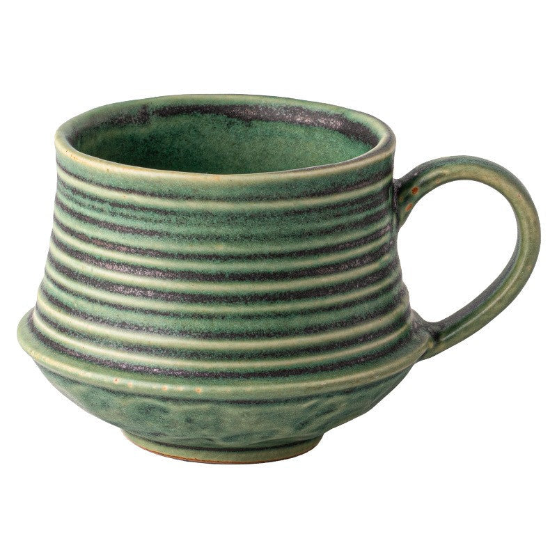 Threaded Stoneware Relief Ceramic Mug