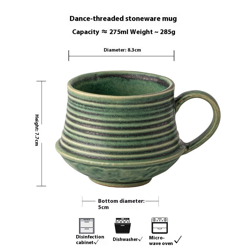 Threaded Stoneware Relief Ceramic Mug