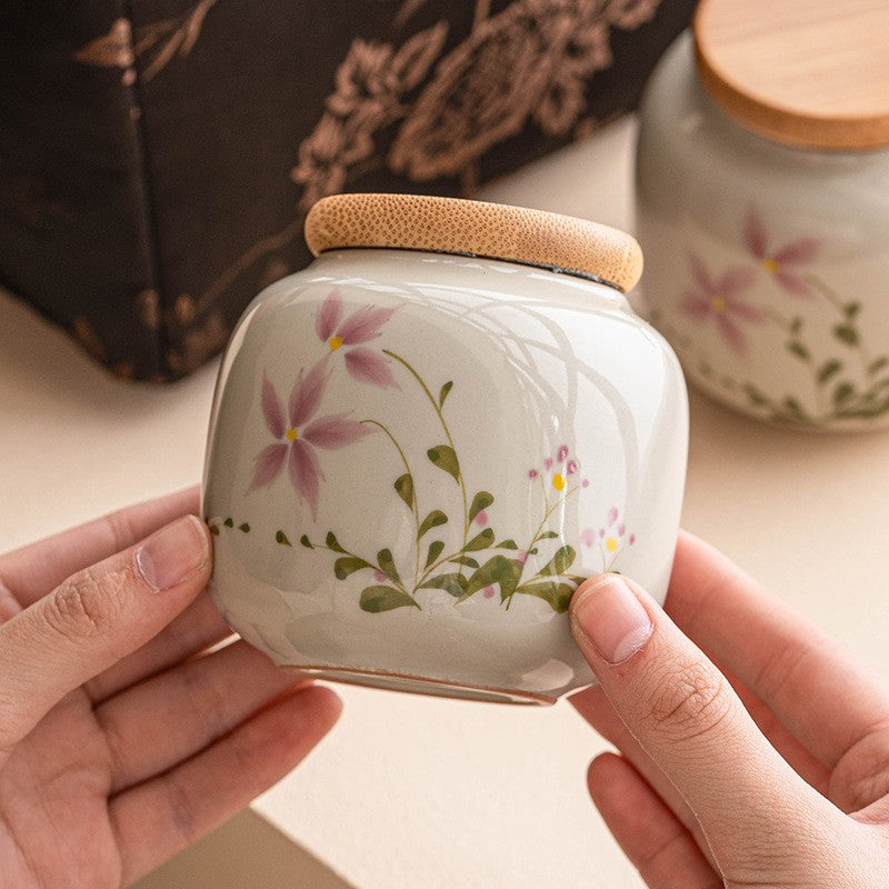Wild Daisy Hand-Painted Tea Canister
