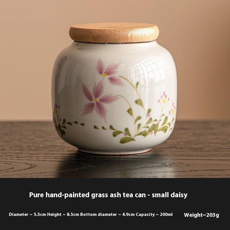 Wild Daisy Hand-Painted Tea Canister