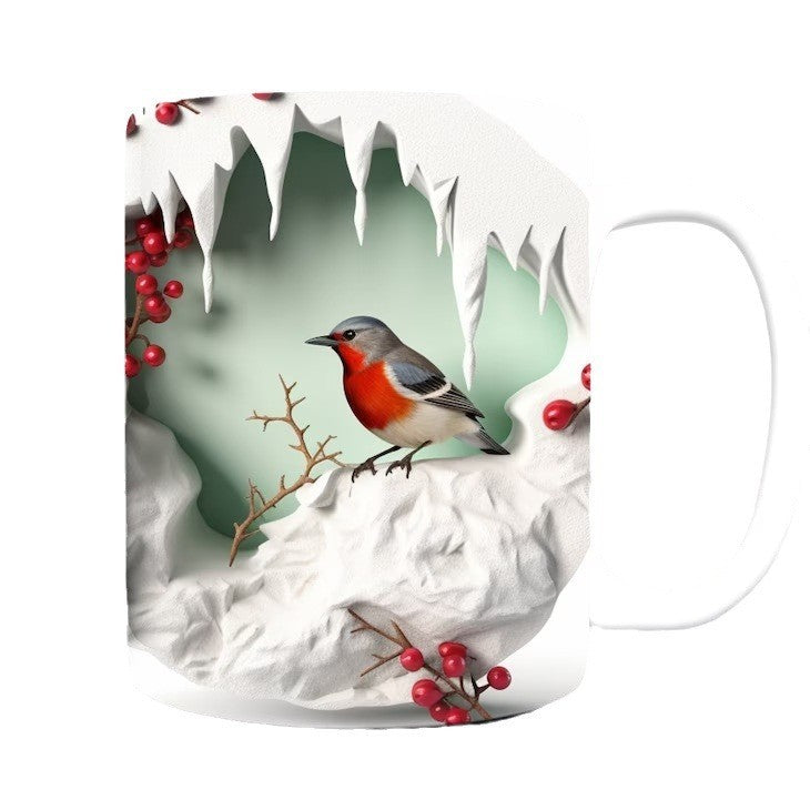 Winter Cardinal Ceramic Coffee Mug