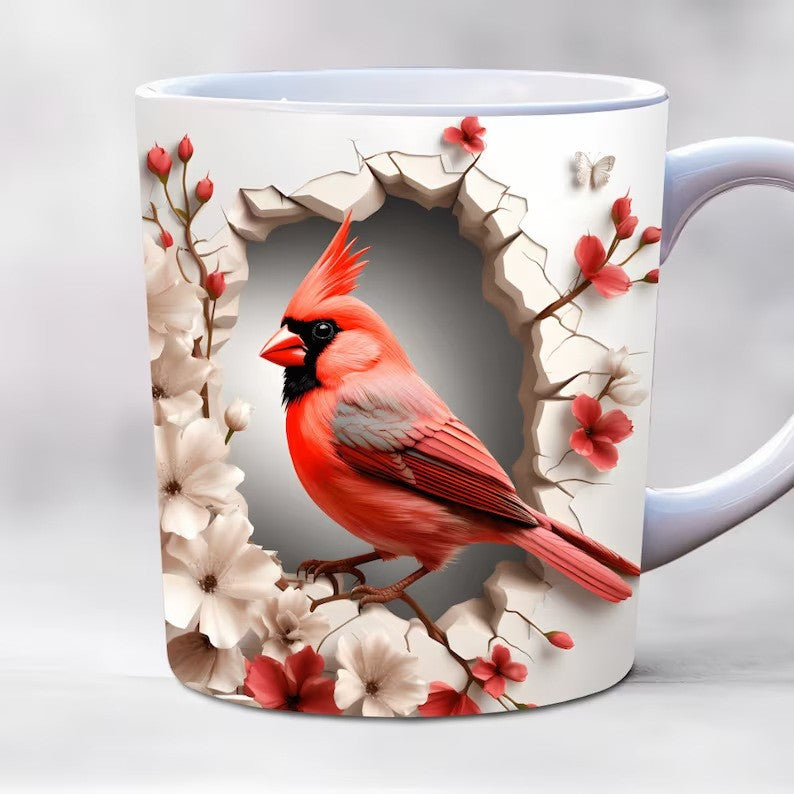Winter Cardinal Ceramic Coffee Mug