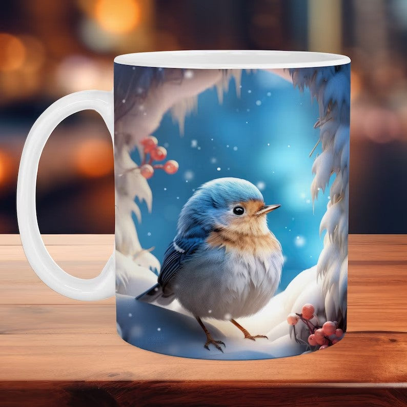 Winter Cardinal Ceramic Coffee Mug
