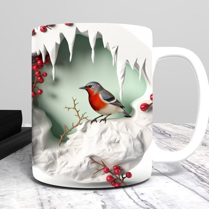 Winter Cardinal Ceramic Coffee Mug