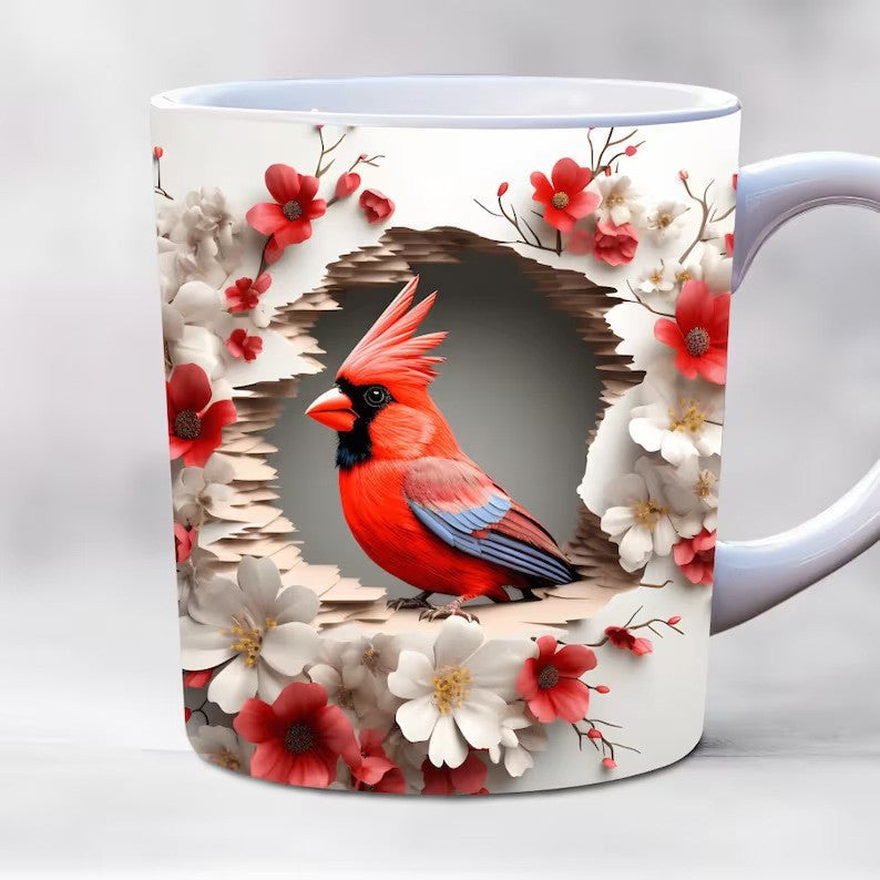 Winter Cardinal Ceramic Coffee Mug