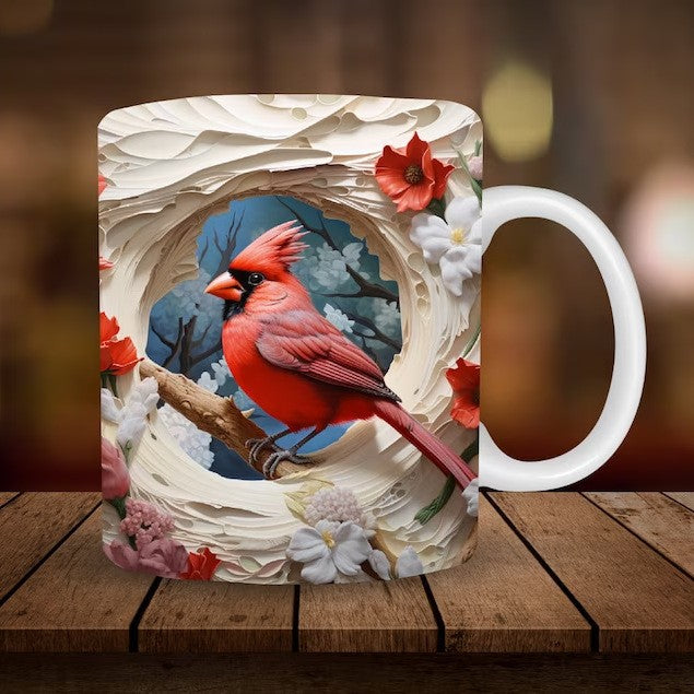 Winter Cardinal Ceramic Coffee Mug