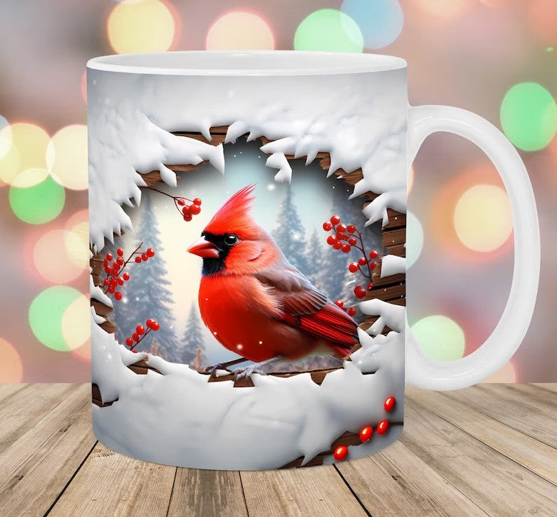 Winter Cardinal Ceramic Coffee Mug
